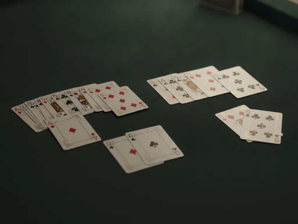 Gin Rummy knock scoring example: the knocker's hand with melds and 8 points of deadwood beside the opponent's hand reduced to 11 deadwood after laying off, with the 3-point score difference shown